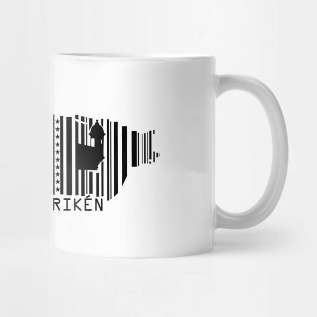 Puerto Rico Map Made in Boriken Symbols Barcode Black Design by bydarling